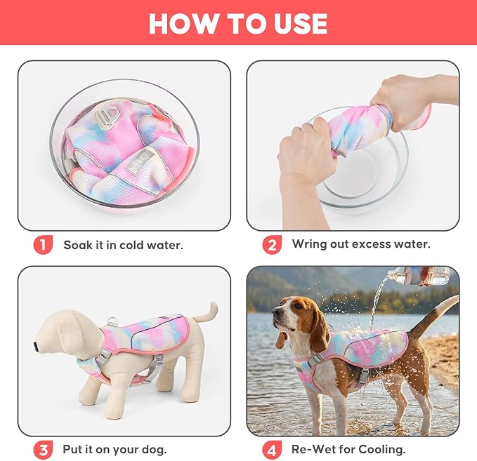 KYEESE Dog Cooling Vest, Breathable Mesh Dog Cooling Shirt for Small Dogs with D-Ring, Sun Protection Reflective Dogs Cooler Jacket with Adjustable Buckle for Summer Hiking Walking, Pink, M