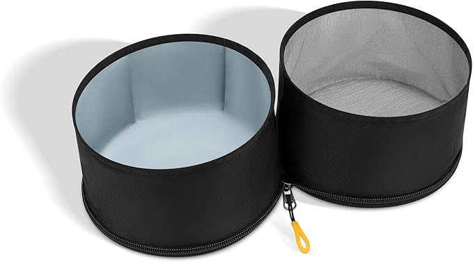 OllyDog Superbowl | Collapsible Dog Travel Bowl | 2-Compartment Food & Water | Foldable Portable Dog Dish | Hiking Camping Backpacking | Small Medium Large Dogs (Raven)