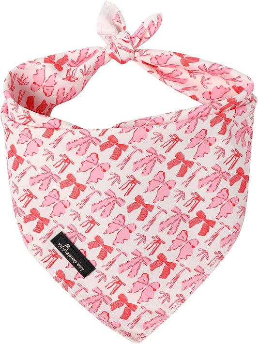 ARING PET Girl Dog Bandana, Cute Pink Bow Pet Bandanas Scarf Triangle Bibs Handkerchief for Puppy Small Medium Large Boy Girly Dogs-S
