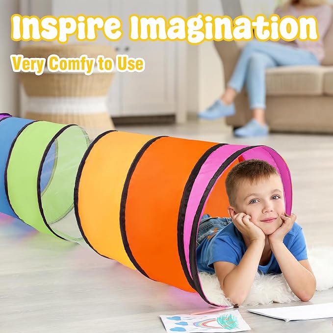 2 Pack Kids Play Tunnel,Pop Up Crawl Through Tunnel Play Tent for Baby Kids Children or Pet,Opening Crawl Tunnel Toy with Breathable Mesh Game Tent Toy Girl Boy Gift