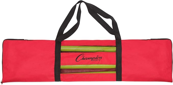 Champion Sports Outdoor Sports Agility Pole Set, 4 Rubber Bases with 12 PVC Poles, 66 Inches, Yellow