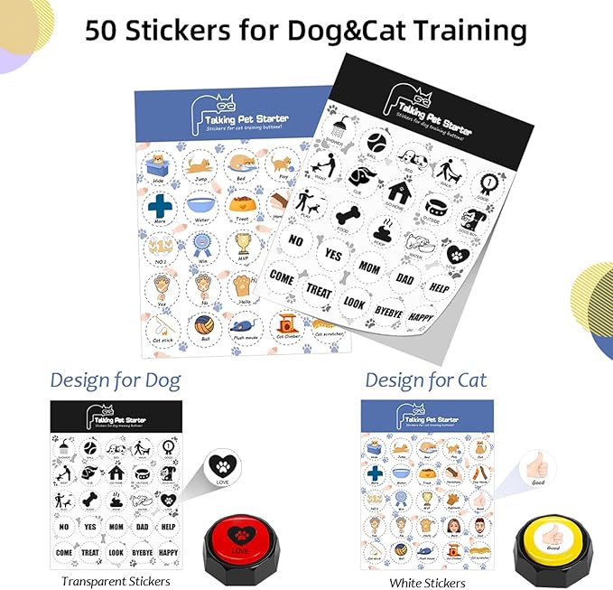 6Pcs Dog and Cat Communication Buttons Set Dog Training Answer Buzzer Talking Buttons for Dogs with Anti Slip Dog Mat for Dogs Pet Cat Training Family(#1)
