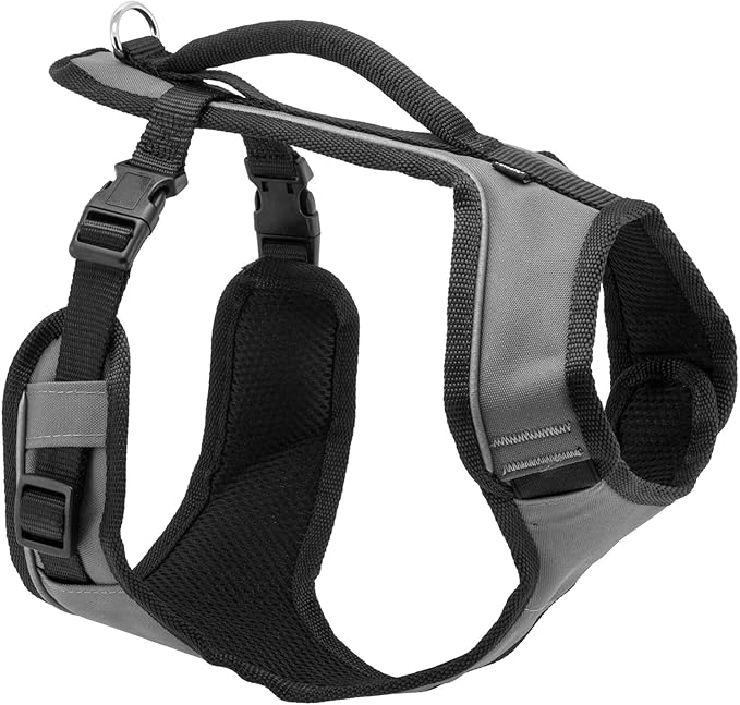PetSafe EasySport Dog Harness - Padded, Adjustable Dog Harness with Control Handle and Reflective Piping - Great for Active Dogs - from the Makers of the Easy Walk Harness - Medium, Charcoal