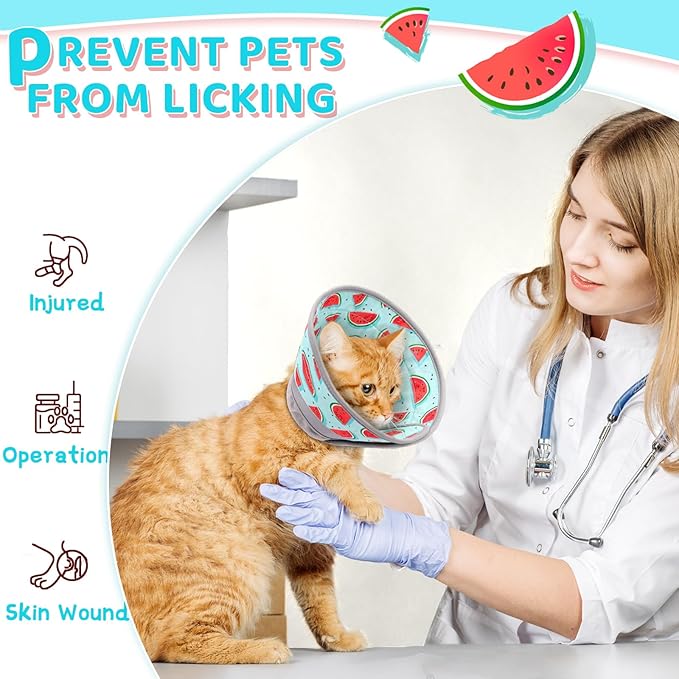 Cat Cone Collar Soft to Stop Licking, Adjustable, Foldable Lightweight Kitten Cones After Surgery Recovery for Cats & Kittens, Cat Cone Alternative, Easy Eating (Blue, M)