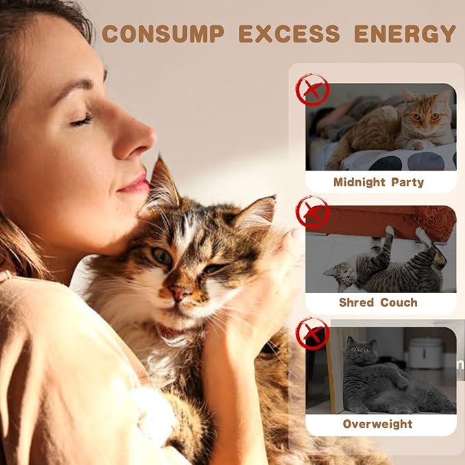 Interactive Cat Toys for Indoor Cats, 2-in-1 Handheld/Suction Cup cat Teaser, Comes Yarn Ball Accessories, can be Used as a cat Toy to Help Cats Exercise and Relieve Boredom and Anxiety