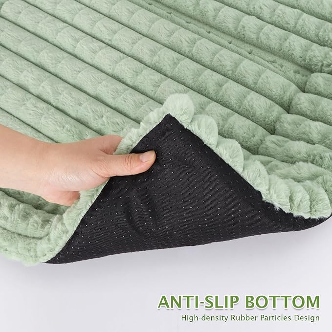 BVAGSS Dog Bed Washable Crate Mattress,Anti-Slip Memory Foam Soft Warm Pet Cushion for Small Medium Dogs, Calming Fluffy Sleeping Kennel Pad XH082 (30''x20'',Green)