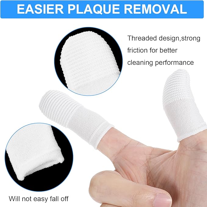25Pcs Cat & Dog Toothbrush Soft Fabric Pet Finger Toothbrush Kit Washable & Reusable Oral Cleaning Wipes for Puppies Kittens at Home Dental Care (White and Clear)