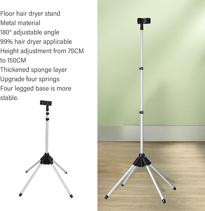 ZJchao Hands Hair Dryer Stand with Sturdy Quadpod Base Lightweight Holder for Home Salon Pet Grooming
