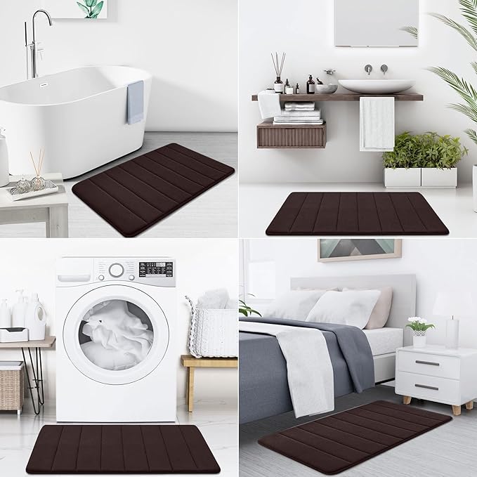 Buganda Memory Foam Bath Mat, 40" x 32", Ultra Soft and Non-Slip Bathroom Rugs, Water Absorbent and Machine Washable Bath Rug Runner for Bathroom, Shower, and Tub, Brown