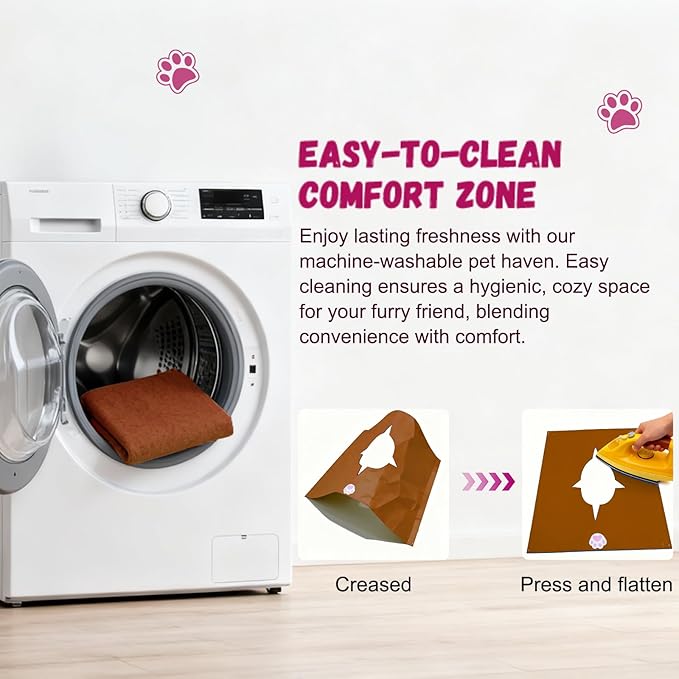 Cat Tunnel Play Mat for Indoor Cats, Felt Interactive Pet Toy with Hidden Ball, Enrichment Activity Rug, Collapsible Cave for Kittens & Small Pets (Brown)