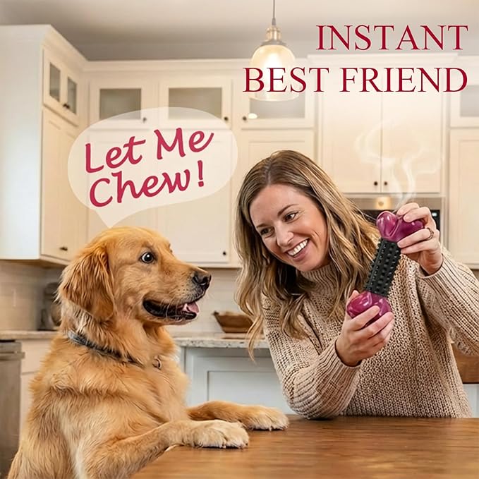 3-Pack Tough Dog Toys for Aggressive Chewers: Bacon Flavored Long Lasting Dog Bones for Large Dogs, Heavy Duty Nylon & Rubber Dog Chew Toys to Keep Them Busy, Medium & Large Breed, Black