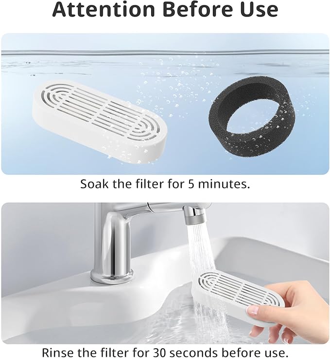 Cat Water Fountain Filter Pet Drinking Fountain Filter for 3.2L/108oz Cat Drinking Fountain and 4L/134oz Stainless Steel Pet Water Fountain (6 Filters & 6 Pre-Filter Sponges)