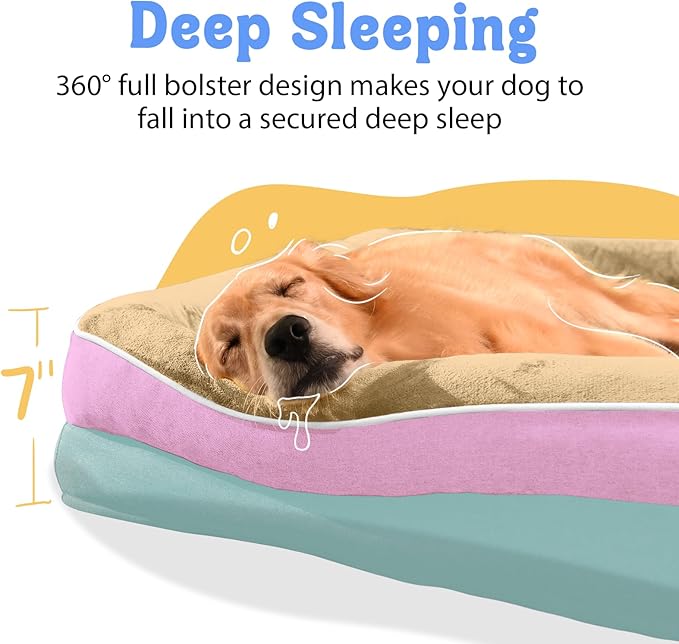 Chez Paw Orthopedic Extra Large Dog Bed - XXL Washable Giant Pet Couch Sofa with Removable Cover Waterproof Bolster for Large Size Dogs, 45x35