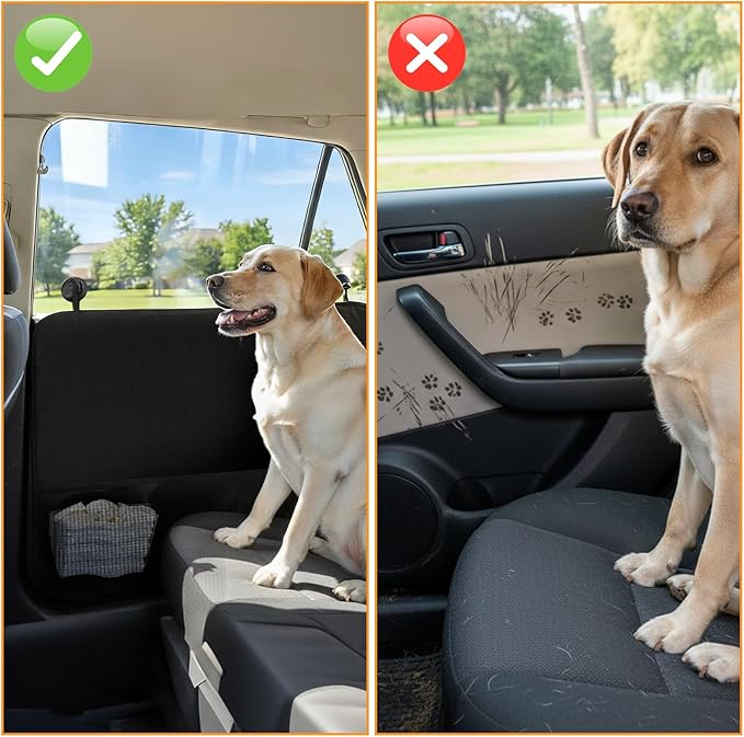 Covzoe 2 Pack Dog Car Door Protector, Waterproof Scratch-Resistant Vehicle Door Covers, Washable Pet Vehicle Door Guard, Secure Fit for Cars, Trucks, SUVs
