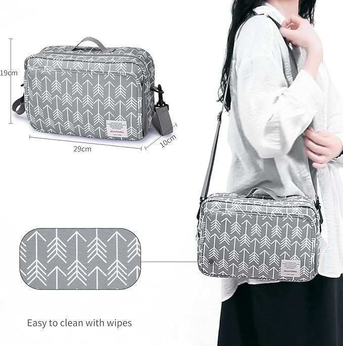 GOGOSO Universal Stroller Caddy Accessories All-in-One Baby Organizer with Insulated Pocket,Capacity for Diapers, Toys & Snacks, Dark Gray