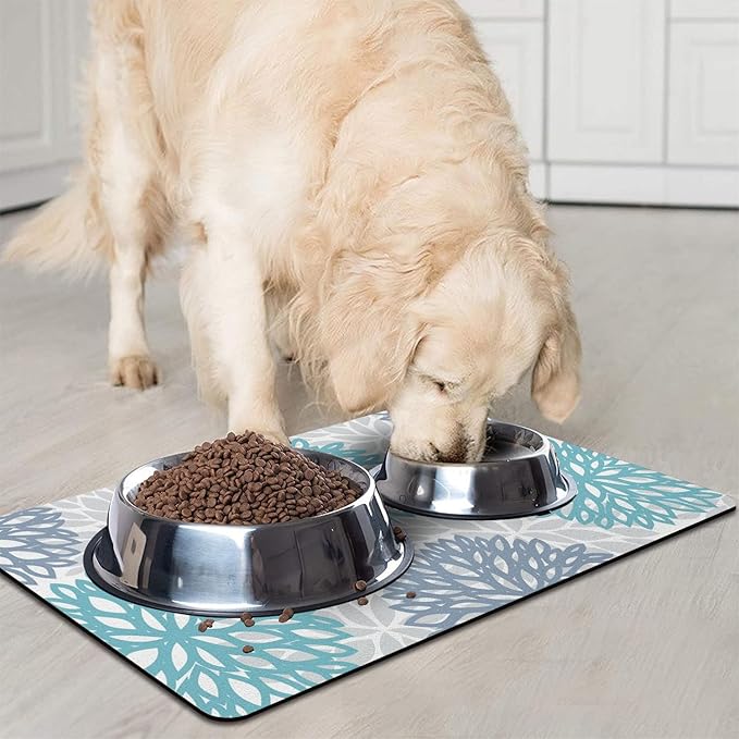 Dog Food Mats 2 Pack for Floors, Absorbent and Quick-Drying Pet Cat Food Mat,Anti-Fouling and Easy-to-Clean Pet Feeding Mat,Dog Bowl Mat for Messy Drinking Water Bowls 12"x 20"+18x24