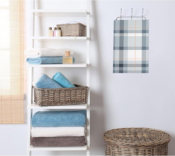 2 PCS Blue and White Buffalo Plaid Stripes Hand Towels Soft Microfiber Blue Checkered Hand Towel for Bathroom Kitchen Yoga Gym Decorative Towels 13.8"X29.1"