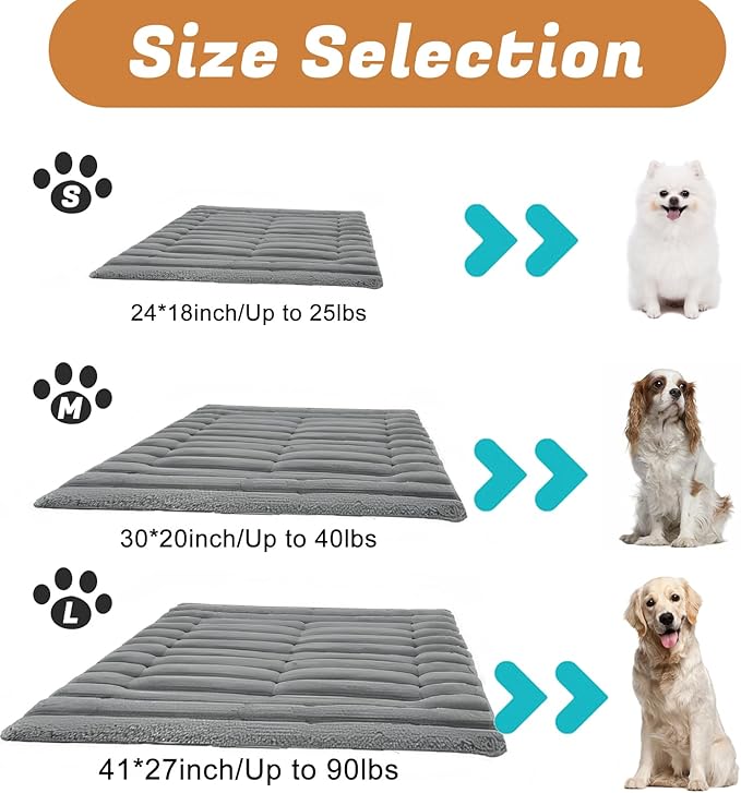 Pet Bed, Soft Corduroy Velvet Cover, Non-Slip Bottom, Cozy Self Warming Dog Bed, Plush Cat Bed, Warm Cat Mat, Comfortable & Pet-Friendly, for Indoor & Outdoor Use (M30''x20'', Grey)