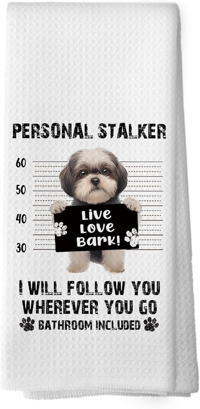 Funny Shih Tzu Kitchen Dish Towels, Shih Tzu Gifts, Funny Dog Bathroom Decor, Shihtzu Gifts for Women, Dog Mom Gift Hand Towels Kitchen Tea Towel Decorations, 16x24inch