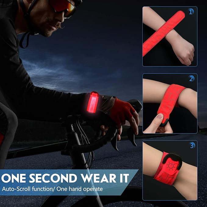 Simket LED Armband Rechargeable for Running(2 Pack), Running Lights for Runners, Running Lights, High Visibility Reflective Running Gear Adjustable Light Up Arm Bands for Men Women Kids