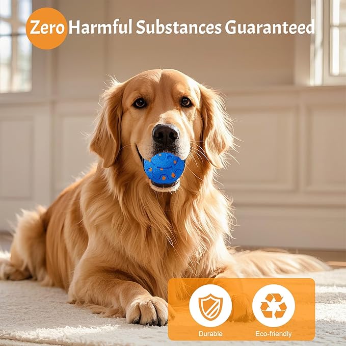 Moving Dog Toy, Interactive, Bouncing and Rotating, Silent Foam Material, IP54 Waterproof Rating, Smart Active Rolling, Stimulation Toys for Medium and to Keep Them Busy (Remote Blue)