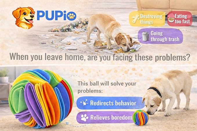 Premium Felt Forager Ball for Dogs – Hide Treats for Interactive Sniffing & Mental Stimulation, Mental Enrichment and Reducing Dog Boredom