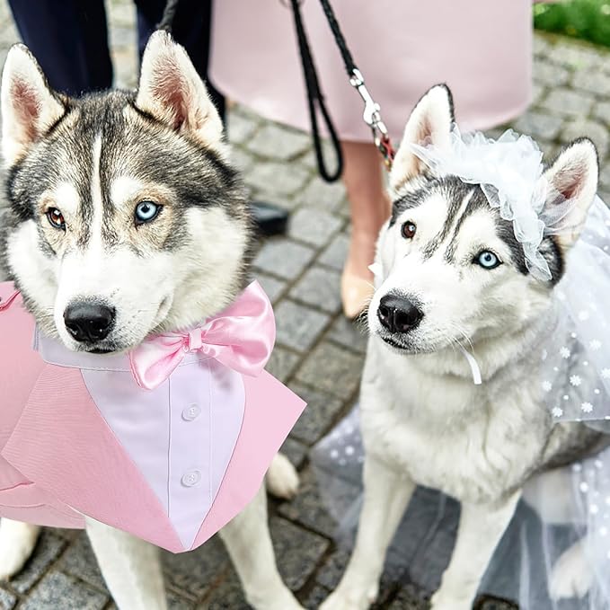 AOFITEE Dog Tuxedo for Large Dogs, Formal Dog Suit and Tie, Gentle Dogs Wedding Party Suit Bow Tie Shirt, Pet Wedding Outfit with Detachable Bowtie Collar for Christmas Halloween Dress Up
