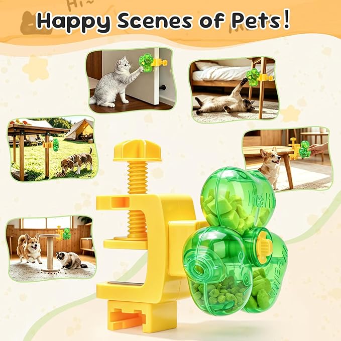 Cat Toy for Indoor Cats, Clover Shape Treat Dispenser,Interactive Puzzle cat Toy for IQ Training,Enrichment Toys as Gifts for Pupies，Cats,Dogs
