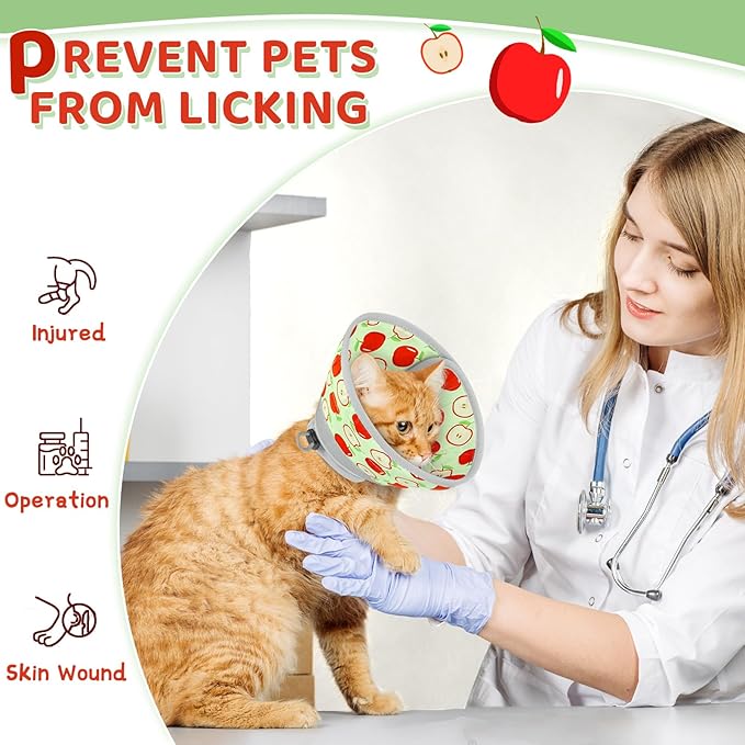 Cat Cone Collar Soft to Stop Licking, Adjustable, Foldable Lightweight Kitten Cones After Surgery Recovery for Cats & Kittens, Cat Cone Alternative, Easy Eating (AppleRed, S)