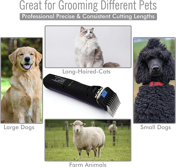 Professional A5-Style Animal Clipper Stainless Steel Color-Coded Snap-on Attachment Guard Guide Comb, 1/8"-1" Compatible with Wahl KM Series Oster A5 Andis Detachable Blade Pet Dog Groomers (#3-3/8")