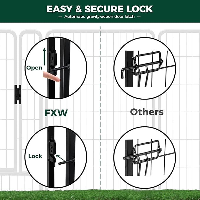 FXW Rollick Dog Playpen with Anchor Kit (Pack of 4) – 24 Inch 8-Panel Dog Pen for Small & Medium Dogs, Stable & Safe Indoor/Outdoor Play│Patented