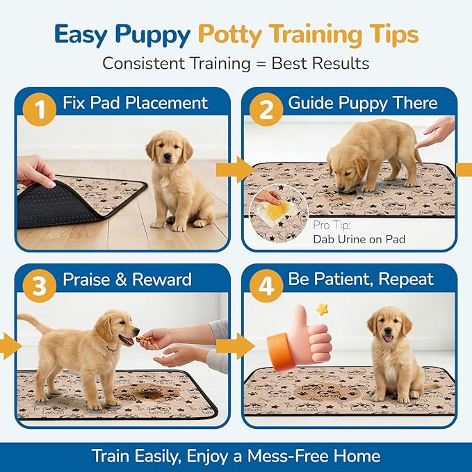 BAEJMJK Washable Dog Pee Pads 4-Layer Super Absorbent Puppy Training Pads Waterproof Non-Slip Leak-Proof Reusable Mats for Potty, Crate, Playpen & Travel(20"x28",Coffee 2-Pack)