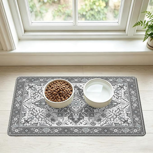 Pet Feeding Mat for Floors Waterproof Dog Mat for Food and Water Absorbent Quick Dry Non Slip mat for Cat Bowls