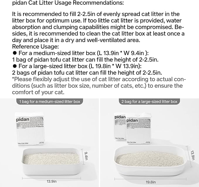 pidan Tofu Cat Litter Clumping,Flushable,Ultra Absorbent and Fast Drying, Plant Based Litter,100% Natural Ingredients,Solubility in Water,Really Dust-Free,Less Scattering (5.3lb/Bag×2bags)
