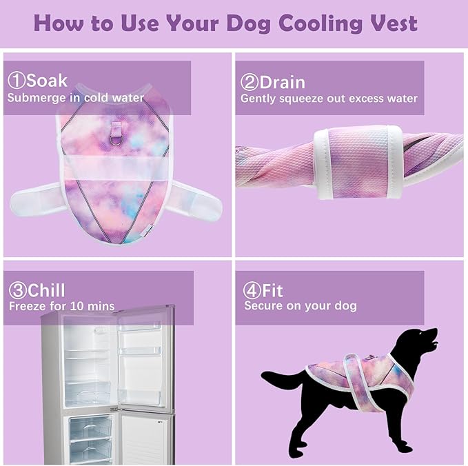 Dog Cooling Vest – Lightweight Pet Cooling Shirt 3D Breathable Mesh, Reflective Strips & UV Protection for Walking, Hiking, Park – Adjustable Fit Dog Cooler Jacket with D-Ring U-DCV03M