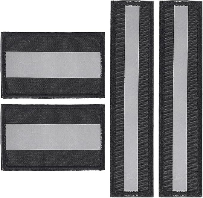 WEBEEDY 4 Pcs 2 Sizes Reflective Safety Patches Blue Hook & Loop Reflective Patches Tactical Military Patch Outdoor Safety Strips for Night Sportsperson Cycling Camping Events Decoration Gear