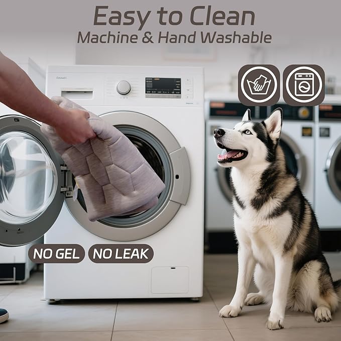 Dog Cooling Mat, Breathable Cooling Mat for Dogs Q-MAX>0.4 Pet Blanket, Washable Cooling Pad for Dogs & Cats, Summer Relief Neutral Decor Mat for Crate, Floor and Car, Taupe, Size A 35"x22"