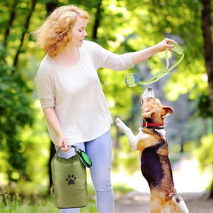 Pet Food Storage Bags,2 Pack Dog Food Travel Container, Portable Dog Food Carrier, with 2Pack Collapsible Dog Travel Bowls, for Container Bag for Camping & Dogs Boarding - Keeps Food Fresh