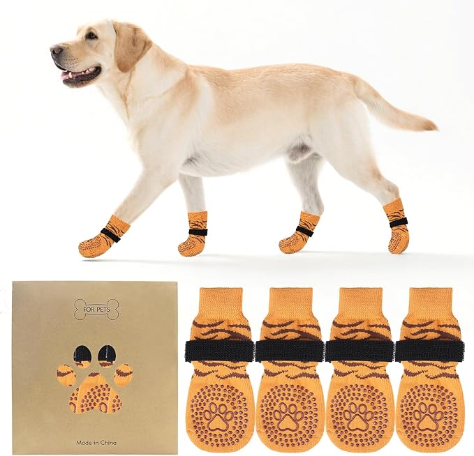 KOOLTAIL Anti Slip Dog Socks to Prevent Licking Paws,Dog Shoes for Hot Pavement & Hardwood Floors,Durable Soft Double Sided Grippy Socks for Small Medium Large Dogs, Traction Control for Senior Dogs