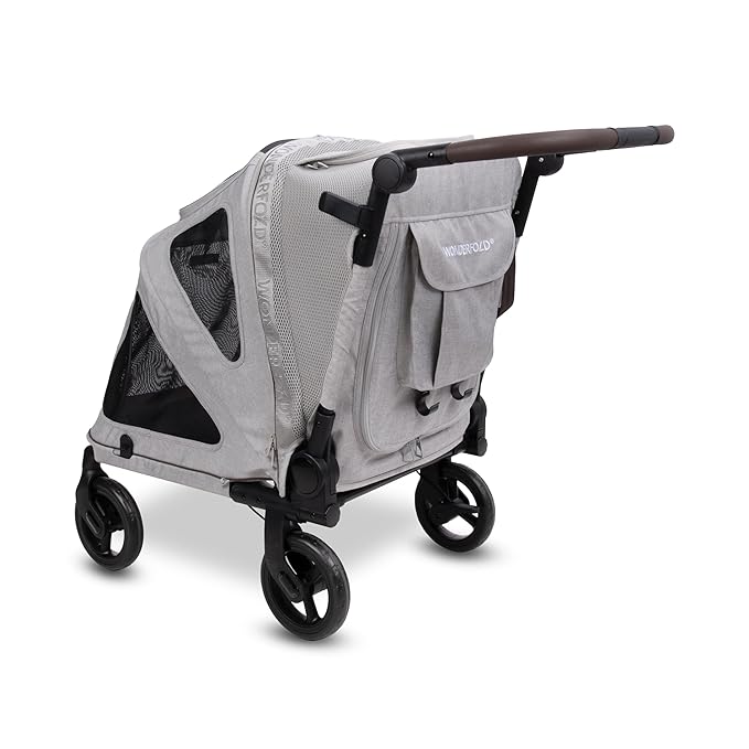 WonderFold PF Luxury FlatFold Pet Stroller Designed for Comfortable Elevated Everyday Walks - Gray, Medium (Up to 66 lbs)