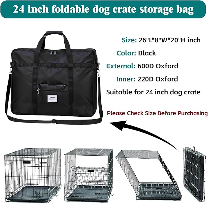 Dog Crate storage bag, 24 inch Heavy Duty waterproof Dog Fence Travel Bag with handles for Foldable Wire Crates & Pet Supplies