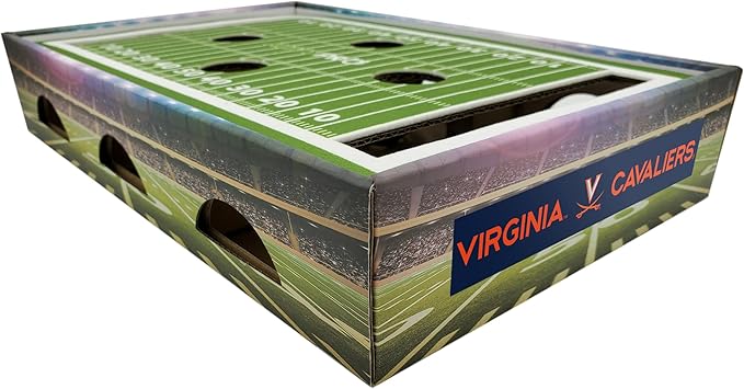 Pets First NCAA Virginia Cavaliers Cat Scratcher Box, Game Day Cat Toy, NCAA Football Field Designed Cat Scratcher and Lounge, Stimulating Cat Game