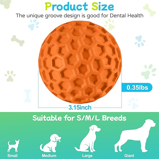 havit Indestructible Squeaky Dog Balls for Aggressive Chewers, Interactive Dog Toys to Keep Them Busy, Rubber Dog Chew Toy for Large Medium Breeds, Outdoor Waterproof (4 Colors)