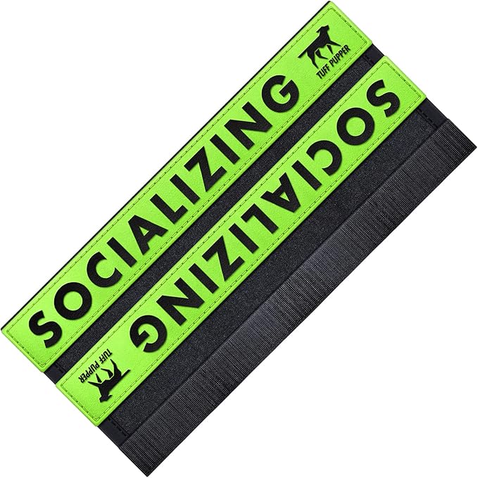 Tuff Pupper Waterproof Leash Sleeve | Fits Any Standard Size 1 Inch Wide Leash | Dual Sided Message | Durable Neoprene & Silicone | Odor & Stink Proof | Easy Secure On & Off (1 Pack, Socializing)