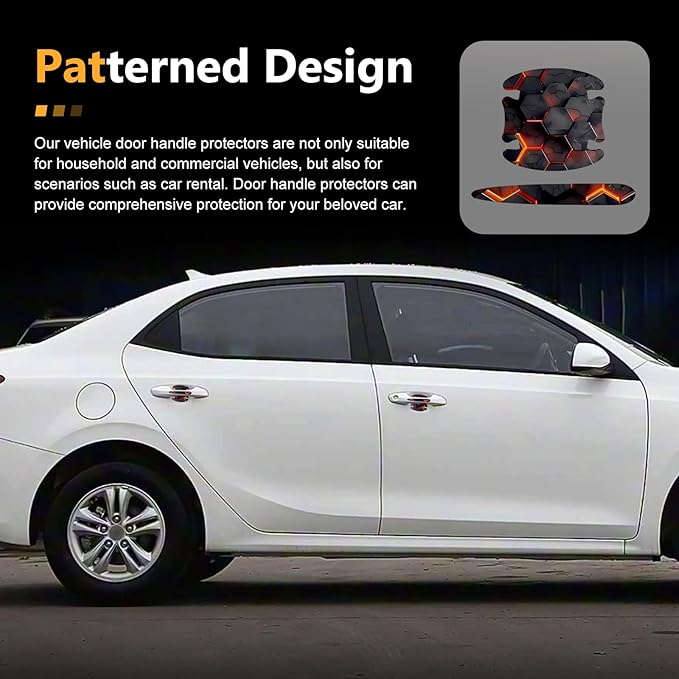 8 PCS Car Door Handle Protector Stickers, Carbon Fiber Scratch-Resistant Automotive Bowl Decals, Self-Adhesive Car Door Handle Paint Protective Film, Universal for Most Cars (Style 1)