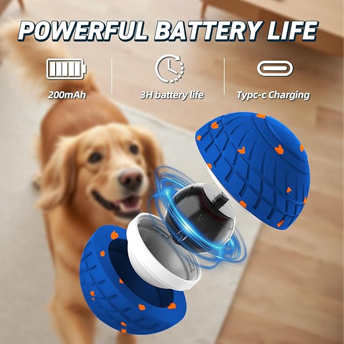 HETOO Interactive Dog Toys for Small Dogs: Interactive Dog Balls, 3.2 inch Moving Bouncing Smart Dog Ball with Remote Control, 3-Modes Durable E-TPU Waterproof Active Self Rolling Dog Toy