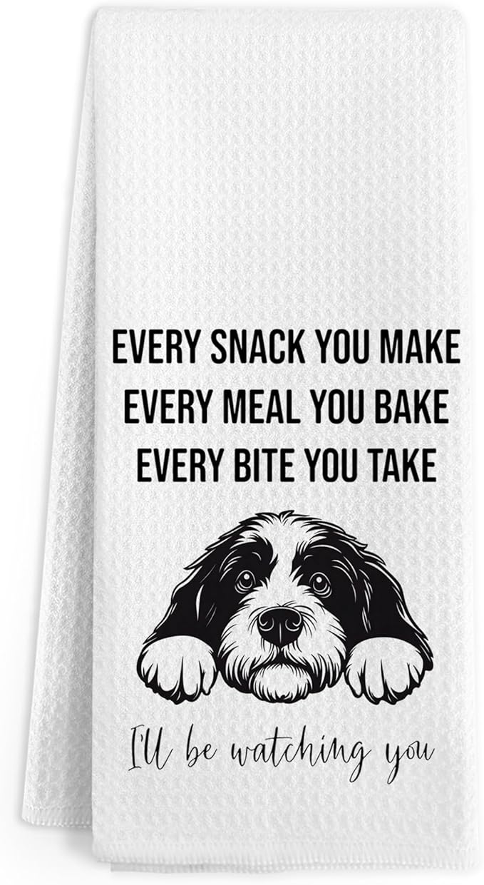 Funny Bernedoodle Gifts Dog Kitchen Towels, Bernedoodle Gifts for Dog Lovers Owners, Every Snack You Make Hand Towels, I'll Be Watching You Hand Dish Tea Towel for Kitchen Bathroom, 16x24