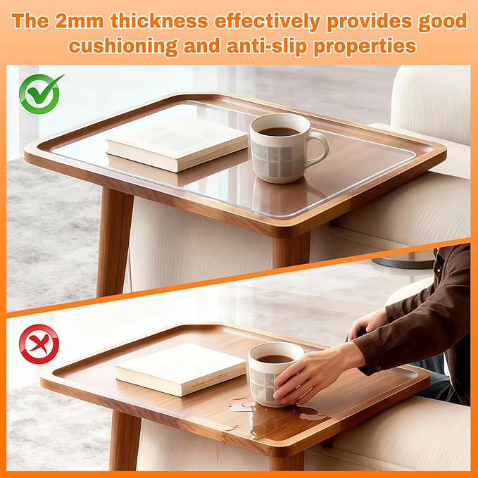 2MM Thick Clear Non-Slip Grip Mat - Washable & Cut-to-Fit, Multi-Use Anti-Slip Pad for Furniture, Pet Bowls, Folding Walker, Desks, and Crafts，Couch Arm Table，Guitar Non Slip Pad