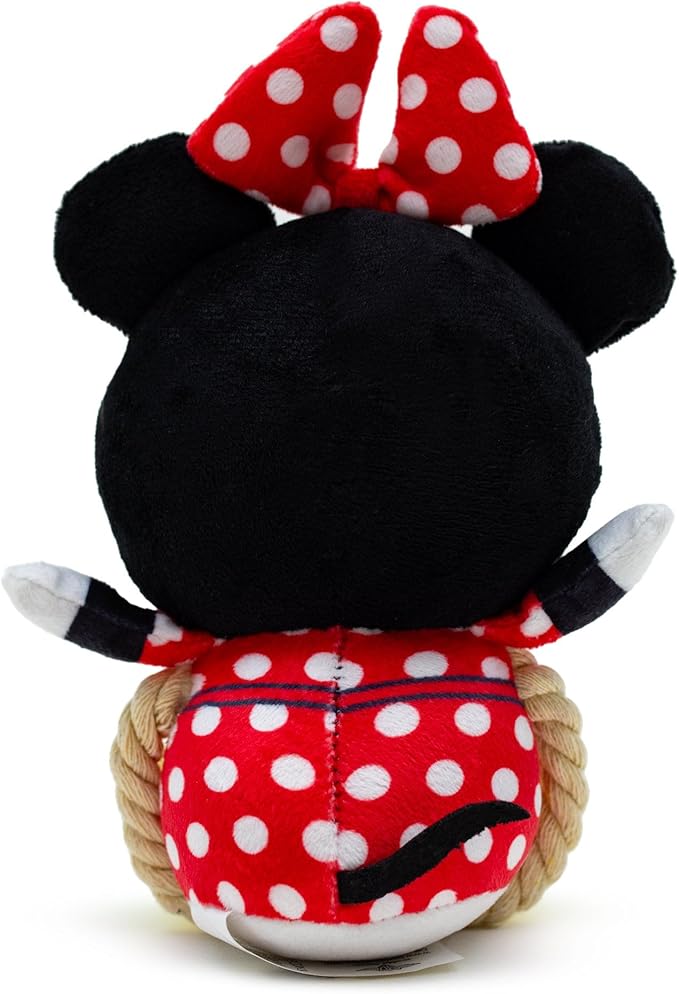 Buckle-Down Disney Dog Toy, Minnie Mouse Chibi Sitting Pose Pet Toy, Plush with Rope