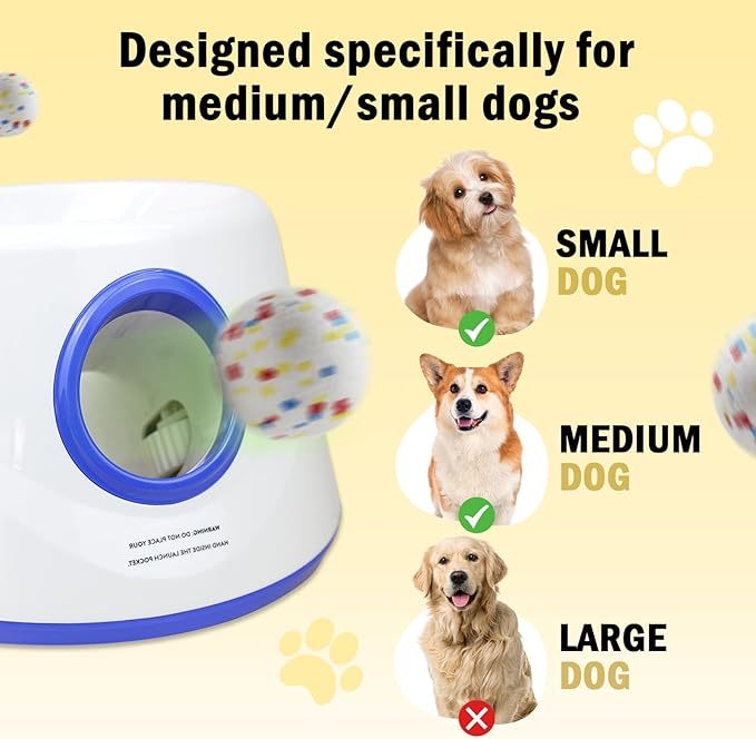 Automatic Dog Ball Launcher, Ball Launcher for Dogs, Suitable for Small and Medium-Sized Dogs, Interactive Dog Toy, with 3 2.3-inch Balls
